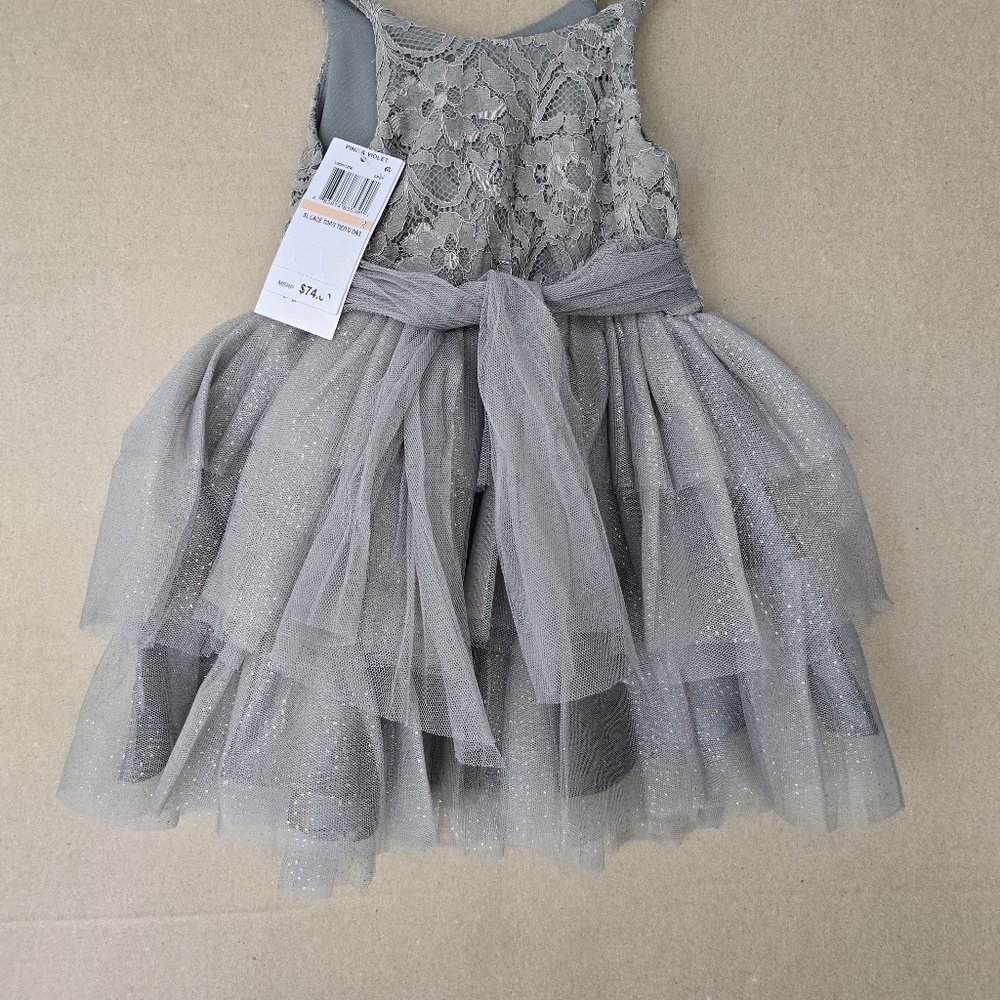 Nwt PINK & VIOLET Toddler Girls Sleeveless Lace Glitter Mesh Dress - Picture 6 of 8